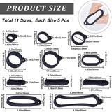 55Pcs 11 Styles Silicone Pendant, for Electronic stylus & Lighter Making, Ring, Black, 16x12x6mm, Hole: 2.5mm, 8mm inner diameter, 5pcs/style