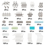 Ocean Fish Pendant Earring DIY Making Kits, Including Alloy Pendants & Links & Spacer Beads, Glass Beads, Brass Jump Rings & Earring Hooks & Pins, Antique Silver, Pendant & Link: 26pcs/set