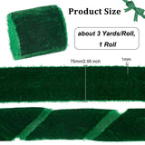 Flat Velvet Ribbons, Raw Edged Ribbons, Clothes Accessories, Dark Green, 3 inch(75mm), about 3 Yards/Roll