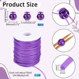 Hollow Pipe PVC Tubular Synthetic Rubber Cord, Wrapped Around White Plastic Spool, with Plastic Cord Locks, Mauve, Cord: 2mm thick, Hole: 1mm, about 54.68 yards(50m)/roll, 1 Roll; Locks: 21x18mm, Hole: 5.5mm, 6pcs