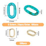 Acrylic Imitation Gemstone & CCB Plastic Linking Rings, Quick Link Connectors, For Jewelry Chains Making, Oval, Mixed Color, 19~36.5x12~21x3.5~4.5mm, Inner Diameter: 7~8.5x14~24.5mm, 200pcs/box