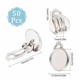 50Pcs 304 Stainless Steel Clip-on Earring Findings, Earring Settings, Flat Round, Stainless Steel Color, 18x13.5x7mm, Hole: 3mm, Tray: 12mm