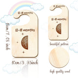 Wood Baby Closet Size Dividers, Baby Clothes Organizers, from Newborn to Toddler, Moon Phase Pattern, 100x180x2.5mm, 10pcs/set