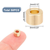 50Pcs Brass Spacer Beads, Column, Golden, 6x4mm, Hole: 3mm