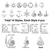 Tibetan Style Alloy Pendants, Anchor & Helm, Lead Free & Cadmium Free, Nautical Theme, Antique Silver, 56pcs/box