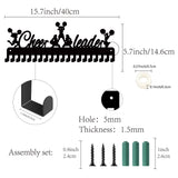 Iron Medal Holder Frame, Medals Display Hanger Rack, 20 Hooks, with Screws, Cheerleader Pattern, 146x400mm, Hole: 5mm