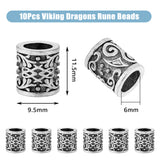 10Pcs Tibetan Style Alloy Dreadlocks Braiding Beads, for Hair Styling, Column, 11.5x9.5mm, Hole: 6mm