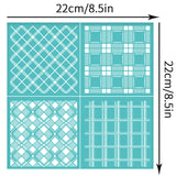 Self-Adhesive Silk Screen Printing Stencil, for Painting on Wood, DIY Decoration T-Shirt Fabric, Turquoise, Tartan, 220x220mm