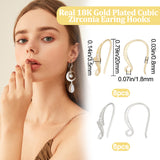 16Pcs 2 Colors Brass Micro Pave Clear Cubic Zirconia Earring Hooks, with Horizontal Loops, Lightning Bolt, Mixed Color, 15.5~20x3.5mm, Hole: 1.8mm, Pin: 0.8mm, 8Pcs/color