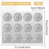 12 Sheets PET Adhesive Wax Seal Stickers, YOU MADE A DIFFERENCE Decals For Envelope Seal, Silver Color, Hat, 211x165mm, Sticker: 50mm, 12pcs/sheet