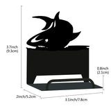 Shark Pattern Iron Name Card Holder, with Screws, Business Card Holders, for Wedding, Birthday Party Table Number Sign, Black, 92x78x1.5mm