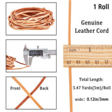 Cowhide Leather Cord, Leather Jewelry Cord, Jewelry DIY Making Cord, Flat, Sandy Brown, 3x2mm, about 5.47 Yards(5m)/Bundle