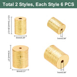 12Pcs 2 Style Brass Drawbench Beads, Long-Lasting Plated, Column, Real 18K Gold Plated, 6.5~9.5x6~8mm, Hole: 1mm, 6pcs/style