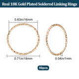 50Pcs Brass Linking Rings, Soldered, Nickel Free, Real 18K Gold Plated, 18x1mm, Inner Diameter: 16mm