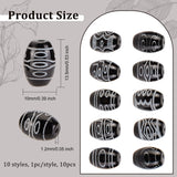 10Pcs 10 Style Tibetan Style dZi Beads, Natural Agate Beads, Dyed & Heated, Oval, Mixed Patterns, 13.5x10mm, Hole: 1.2mm, 1pc/style