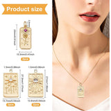 6Pcs 3 Style Embossed Brass Micro Pave Clear & Purple Cubic Zirconia Pendants, Long-Lasting Plated, Rectangle, Real 18K Gold Plated, 23x10~10.5x2mm, Hole: 3.4~3.6mm, 2pcs/style