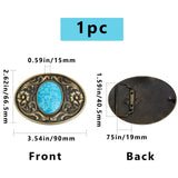 Alloy Buckles, with Acrylic, Belt Fastener, for Men's Belt, Oval with Flower, Antique Bronze, 66.5x90x15mm