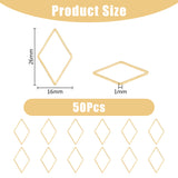 50Pcs 201 Stainless Steel Linking Rings, Rhombus, Golden, 26x16x1mm