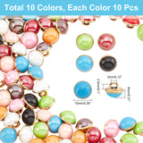 100Pcs 10 Style 1-Hole Brass Resin Button, Flat Round, Mixed Color, 10x8mm, Hole: 2.5mm, 10pcs/style