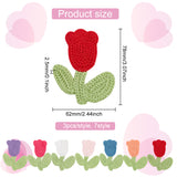 21Pcs 7 Colors Tulip Flower Shape Polyester Knitted Appliques, Costume Hat Bag Ornament Accessories, Mixed Color, 78x62x2.5mm, 3pcs/color