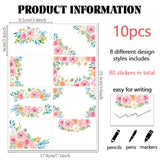 Flower PVC Waterproof Blank Label Stickers, Writable Adhesive Label, Rectangle, June Rose, Sticker: 85x60mm, 8pcs/sheet