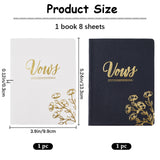 Imitation Leather Wedding Guestbooks Notepad with Gold Foil, for Wedding Decoration, Rectangle with Flower, Mixed Color, 133x99x3mm, 2 books/set