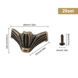 Zinc Alloy Bracket, Corner Protector, with Screw, Antique Bronze, 15x26x13.5mm, Hole: 2.5mm