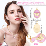 6Pcs Brass Micro Pave Clear Cubic Zirconia Pendants, with Enamel and Jump Rings, Polygon with Butterfly, Real 18K Gold Plated, 18x12x2.5mm, Hole: 3.5mm