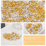 1400Pcs 12 Style ABS Plastic Beads, No Hole/Undrilled, Round, Mixed Color, 3~10mm