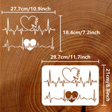 Plastic Drawing Painting Stencils Templates, for Painting on Scrapbook Fabric Tiles Floor Furniture Wood, Rectangle, Heart, 29.7x21cm