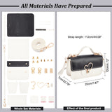 DIY Women's Crossbody Bag Kits, Include Imitation Leather Fabric, Magnetic Clasp, Heart Lock, Screwdriver, Black, 2.2~89x0.15~19.8x0.1~0.85cm