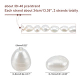 2 Strands Natural Cultured Freshwater Pearl Beads Strands, Two Sides Polished, Seashell Color, 8~9x5~7mm, Hole: 0.8mm, about 46pcs/strand, 13.77 inch~14.17 inch
