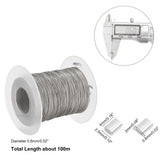 304 Stainless Steel Wire Rope, Jewelry DIY Making Material, Stainless Steel Color, 0.6mm, about 100m/roll