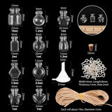 Glass Jar Glass Bottles Bead Containers, Wishing Bottle, with Cork Stopper, Jute Twine, Iron Screw Eye Pin Peg Bails, Plastic Funnel Hopper, Clear, Bottle: 20pcs/set, Cord: 1bundle, Screw Eye Pin Peg Bails: 50pcs/set, Funnel Hoper: 4pcs/set