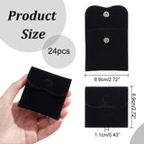 Velvet Jewelry Flap Pouches, Envelope Bag with Snap Button for Earrings, Bracelets, Necklaces Packaging, Square, Black, 6.9x6.9cm