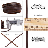 Flat Leather Jewelry Cord, Jewelry DIY Making Material, Coconut Brown, 3x2mm, about 10.94 Yards(10m)/Roll