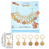 Alloy Enamel Sunflower Charms Locking Stitch Markers, with Golden Tone 304 Stainless Steel Ring, Mixed Color, 3.1cm, 6 colors, 2pcs/color, 12pcs/set
