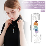 20Pcs Chakra Theme Natural Gemstone Pendant Decorations, with Alloy Lobster Claw Clasps, Moon Pendant, 5.85cm