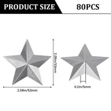 80Pcs Iron Display Decorations, Metal Star Ornament, Platinum, 53x53x0.1mm