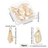 16Pcs Natural Citrine Pendants, with Real 18K Gold Plated Eco-Friendly Copper Wire Wrapped, Nuggets, Real 18K Gold Plated, 27.5~32x11~13x6.5~12mm, Hole: 3mm