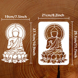 Plastic Drawing Painting Stencils Templates, for Painting on Scrapbook Fabric Tiles Floor Furniture Wood, Rectangle, Buddha, 29.7x21cm