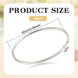 8Pcs 304 Stainless Steel Thin Wrap Bangle for Women, Stainless Steel Color, Inner Diameter: 2-1/2 inch(6.5cm)