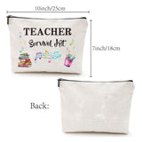 Teachers' Day Polycotton Custom Canvas Storage Bags, Metal Zipper Pouches, Rectangle with Pattern, Word, 18x25cm