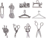 Tibetan Style Alloy Pendants, Sewing Style, Mixed Shapes, Antique Silver, 10.8x7.4x1.8cm