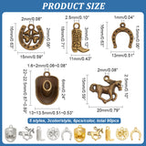 90Pcs 15 Style Tibetan Style Alloy Pendants, Mixed Shapes, Mixed Color, 15~22x11~20x1.5~6mm, Hole: 1~2.5mm, 6pcs/style