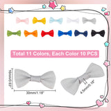 110pcs 11 colors Polyester Bowknot Ties, Costume Ornament Accessories, Mixed Color, 16x30x4.5mm, 10pcs/color