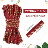 Polyester Twisted Lip Cord Trim, Twisted Trim Cord Rope Ribbon for Home Decoration, Upholstery, DIY Handmade Crafts, Dark Red, 5/8 inch(17mm), about 13.67 Yards(12.5m)/Roll