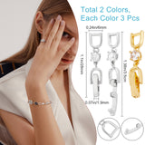 6Pcs 2 Colors Brass Extender Chain, with Cubic Zirconia, Necklace & Bracelet Extender Accessories, Platinum & Golden, 35x6mm, 3pcs/color
