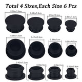 24Pcs 4 Style Silicone Bottle Seal Plug, Reusable Replacement Bottle Stopper, Black, 11~19x9~11mm, Pin: 7~15mm, 6pcs/style