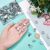 80Pcs 4 Styles 316 Stainless Steel Clip-on Earring Findings, Earring Settings, Flat Round, Stainless Steel Color, 15~16x10~16x8mm, Hole: 3mm, Tray: 8~14mm, 20pcs/style